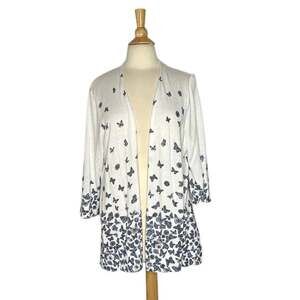 roz&ALi Butterfly Ombre Open Front Lightweight Cardigan Plus Size Crop Sleeve